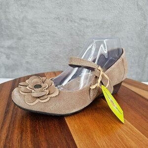 Earth Spirit Mary Jane Wedges 7.5 Tobacco Brown Leather Flowers Boho Comfort New